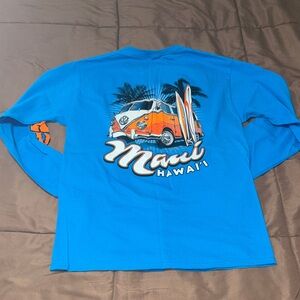 Fruit of the Loom Blue Maui Hawaii Long Sleeve Top